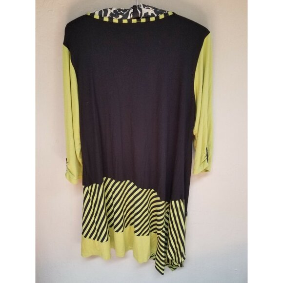 Inside Out Womens Shift Dress Size Large Round Neck Colorblock Stripes Black - Picture 2 of 6